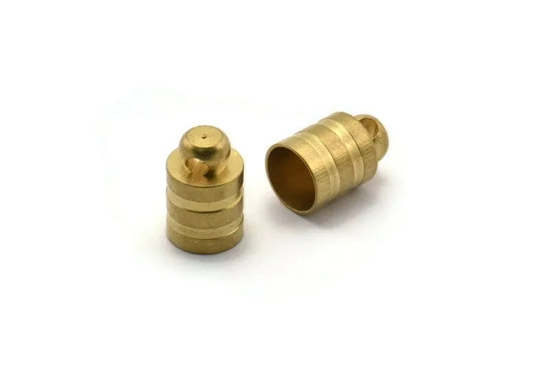 12 Raw Brass End Cap ,  Cord Tip , 7 Mm Cord End - 8x12 Mm - Cap 2 (b0020)