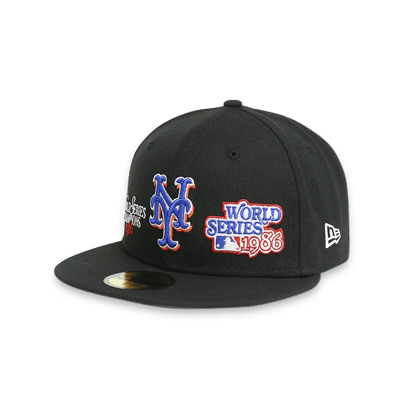 [60185216] New York Mets Men's Black Fitted Hat