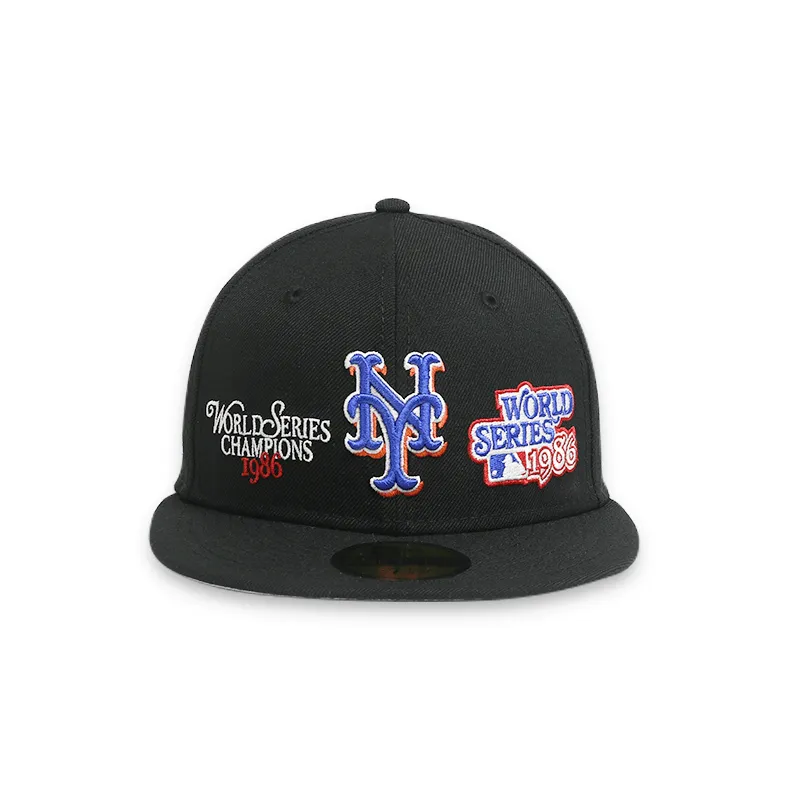 [60185216] New York Mets Men's Black Fitted Hat