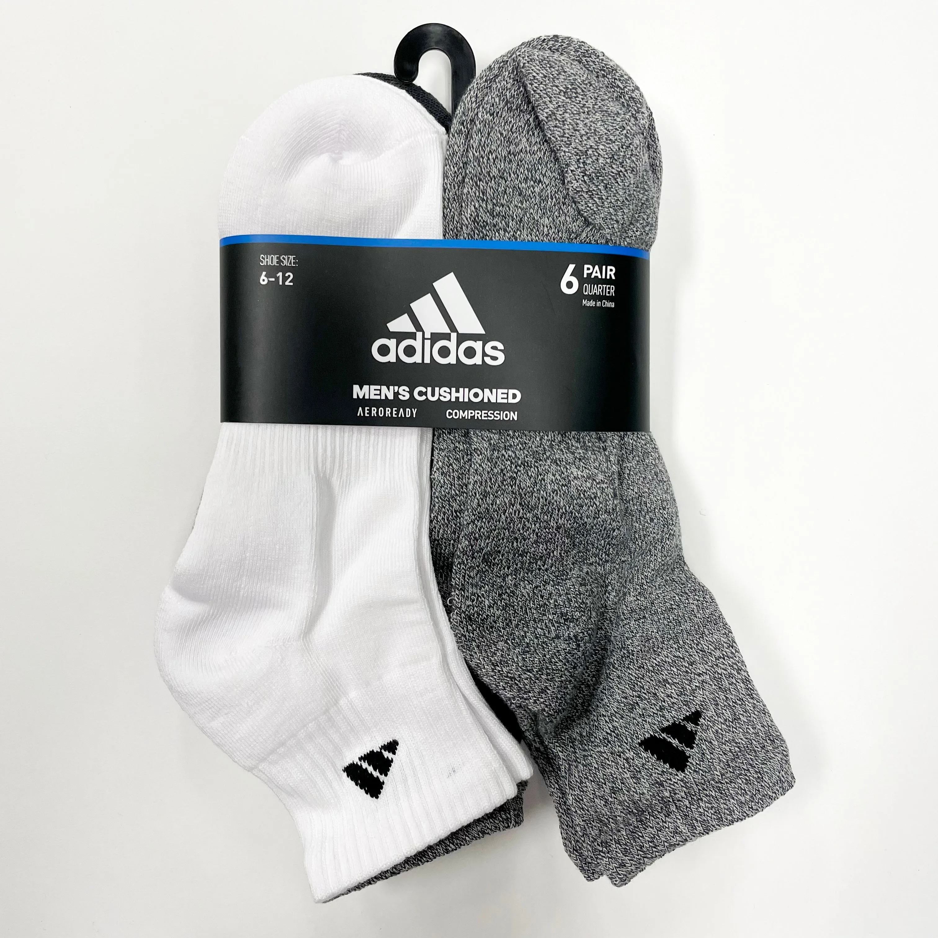 Adidas Men's Cushioned quarter-cut 6 pairs socks