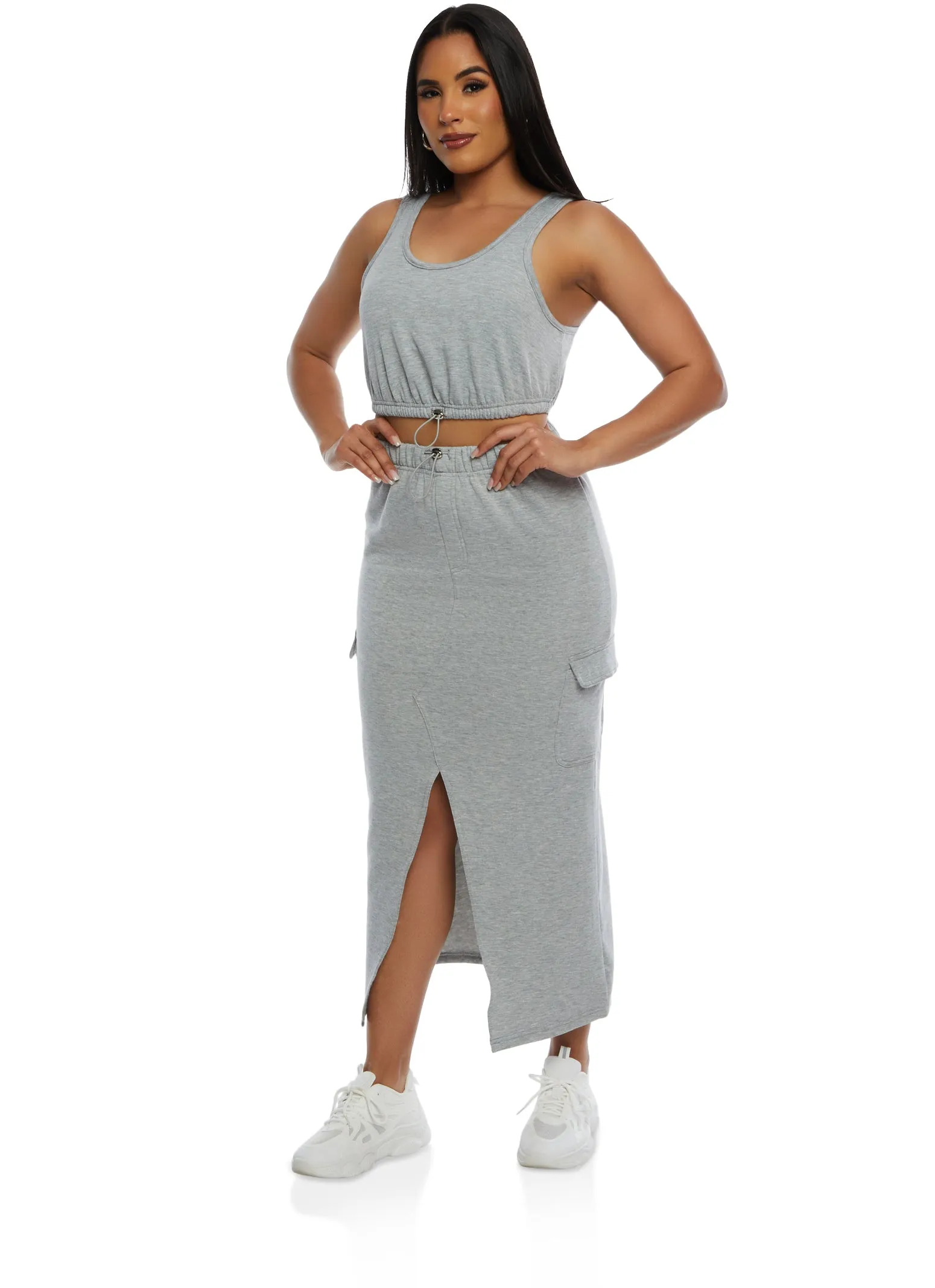 Almost Famous Toggle Drawstring Cargo Pocket Maxi Skirt