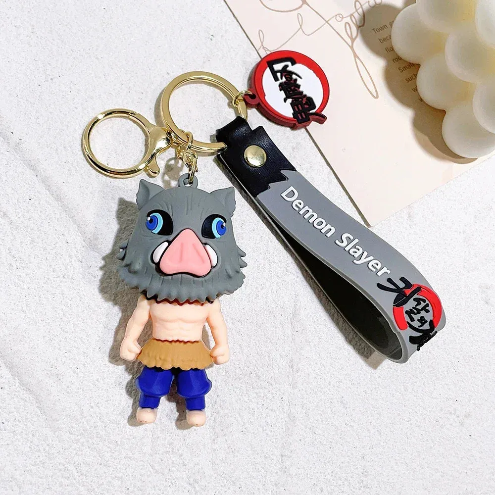 Anime Keychain Demon Slayer Kimetsu No Yaiba Cute Doll Tanjiro Nezuko Keyring Bag Pendant Key Chain Accessories