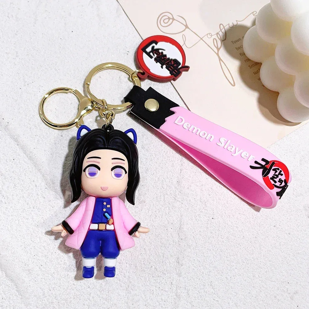 Anime Keychain Demon Slayer Kimetsu No Yaiba Cute Doll Tanjiro Nezuko Keyring Bag Pendant Key Chain Accessories