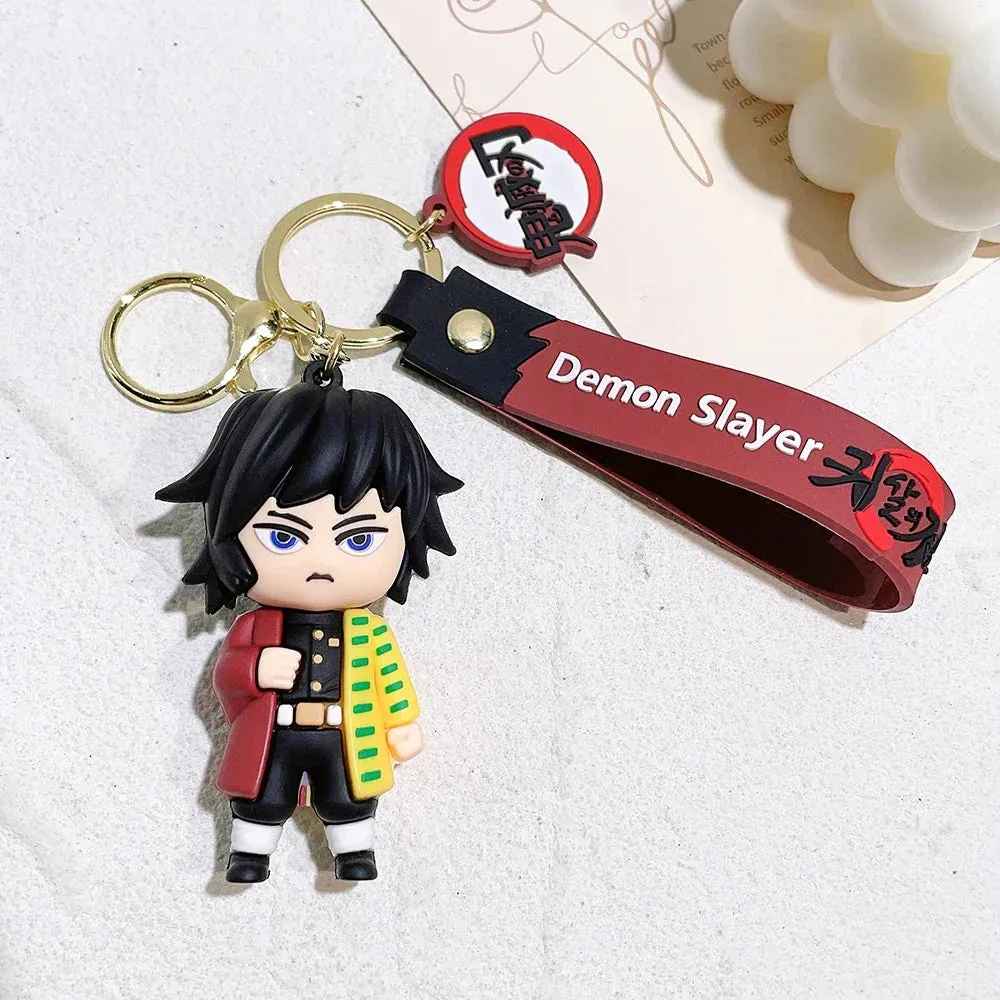 Anime Keychain Demon Slayer Kimetsu No Yaiba Cute Doll Tanjiro Nezuko Keyring Bag Pendant Key Chain Accessories