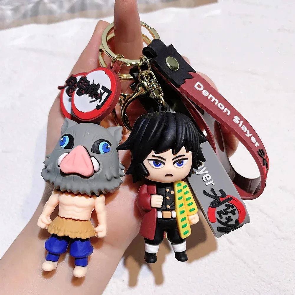 Anime Keychain Demon Slayer Kimetsu No Yaiba Cute Doll Tanjiro Nezuko Keyring Bag Pendant Key Chain Accessories