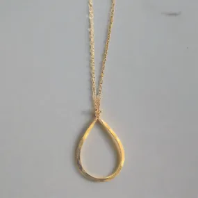 Avia Gold Hammered Pear Drop Pendant Necklace