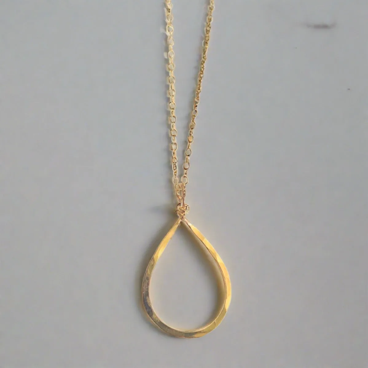 Avia Gold Hammered Pear Drop Pendant Necklace