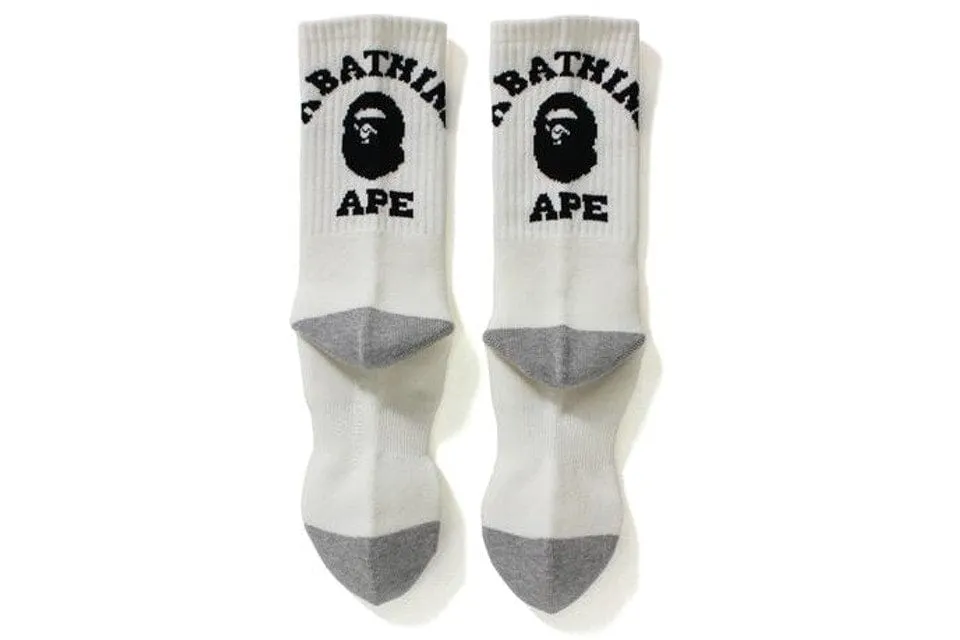 BAPE COLLEGE SOCKS WHITE