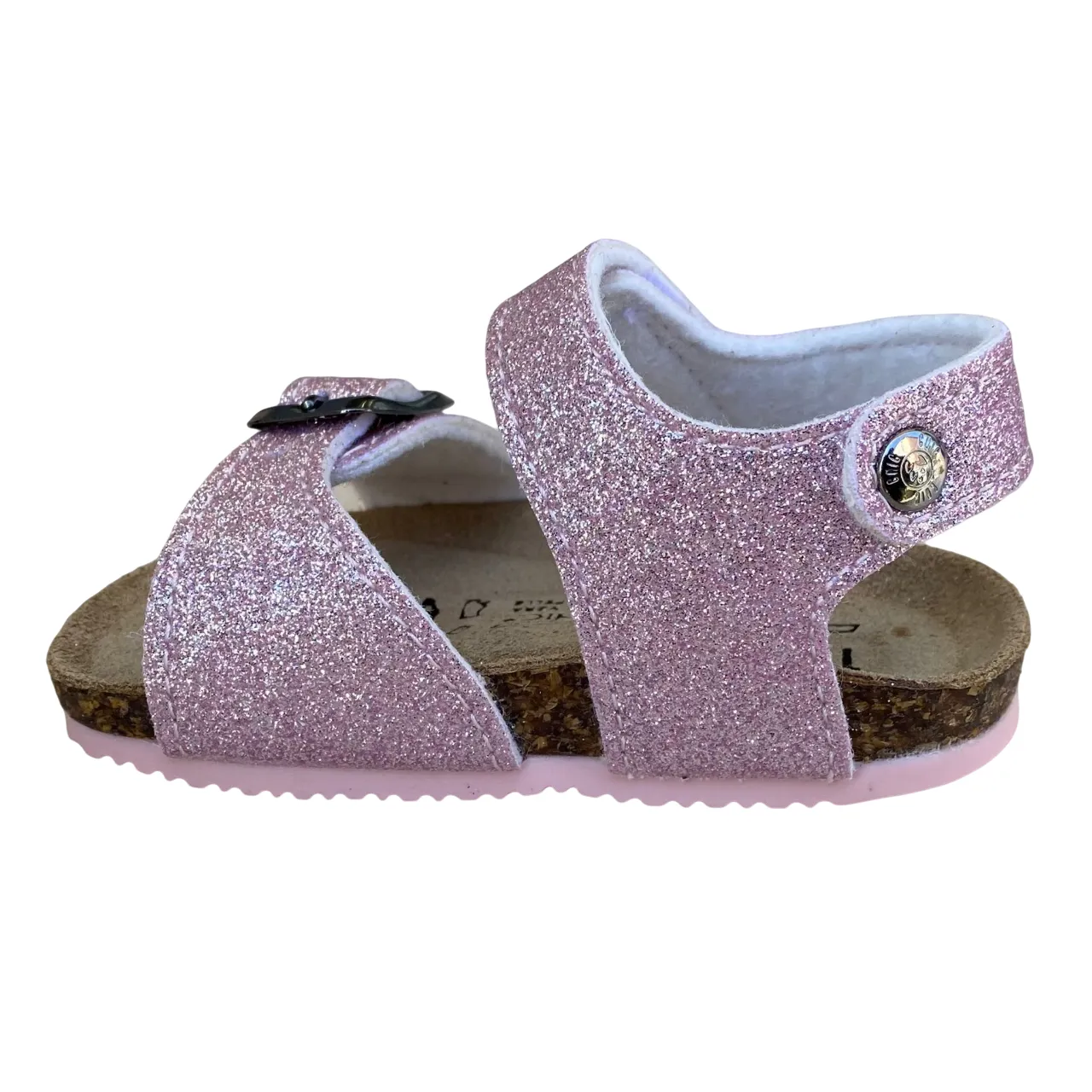 Biochic glittery sandal for girls with adjustable buckle and velcro band BC55475K powder