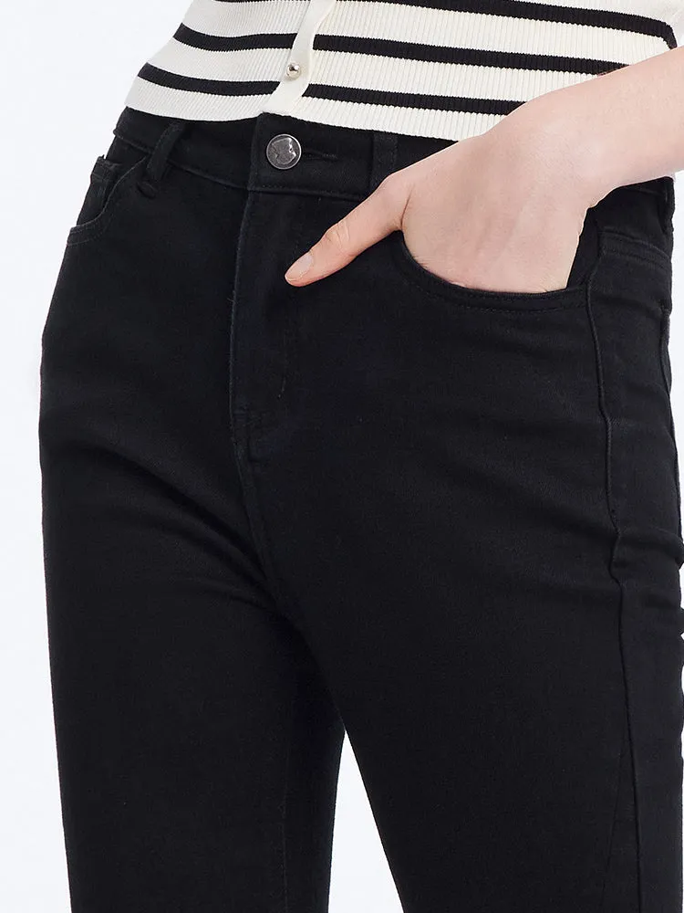 Black Split Hem Flare Jeans