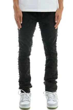 Black Stacked Jeans Mens Cotton Steet Wear Men Pants