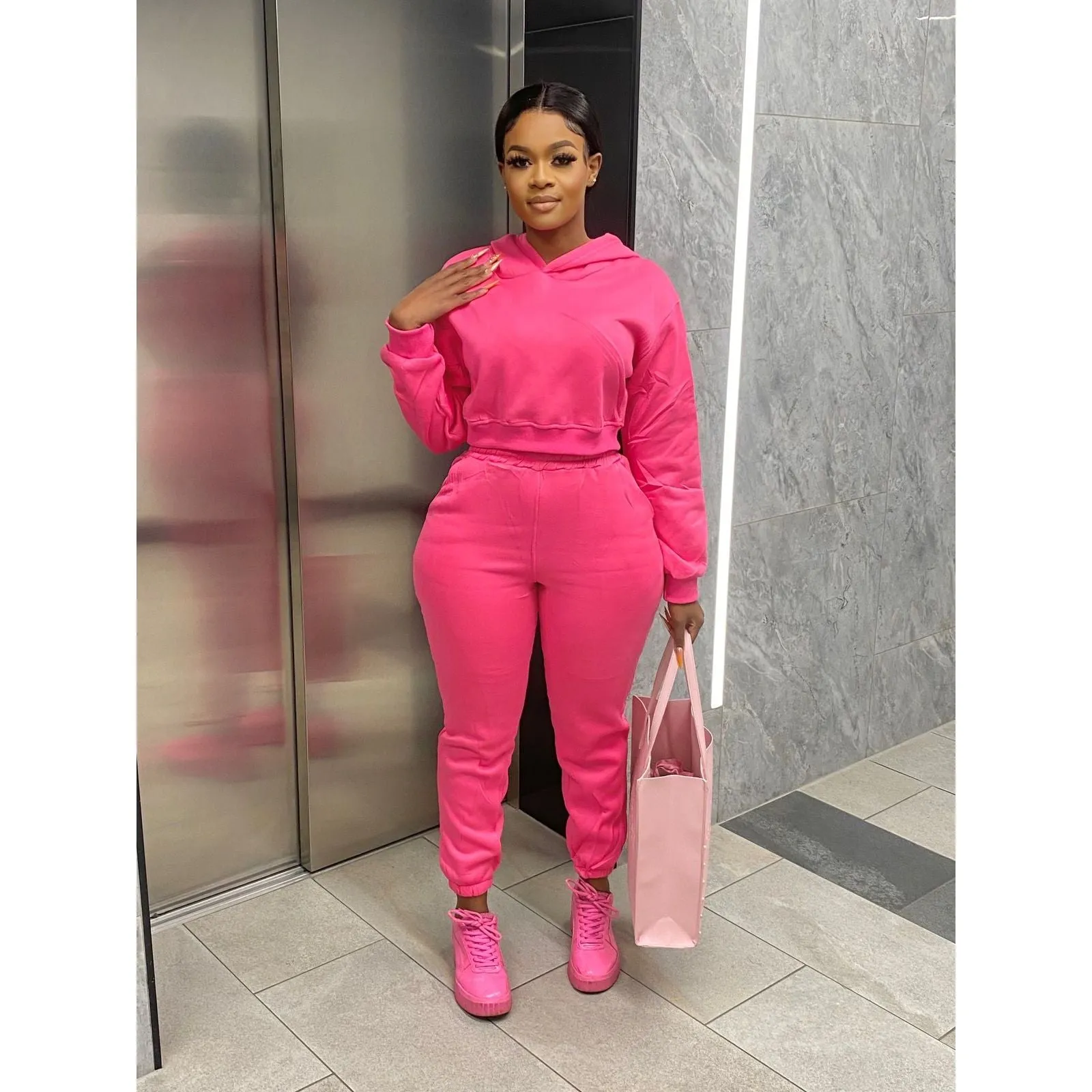 Casual Solid Color Tracksuits