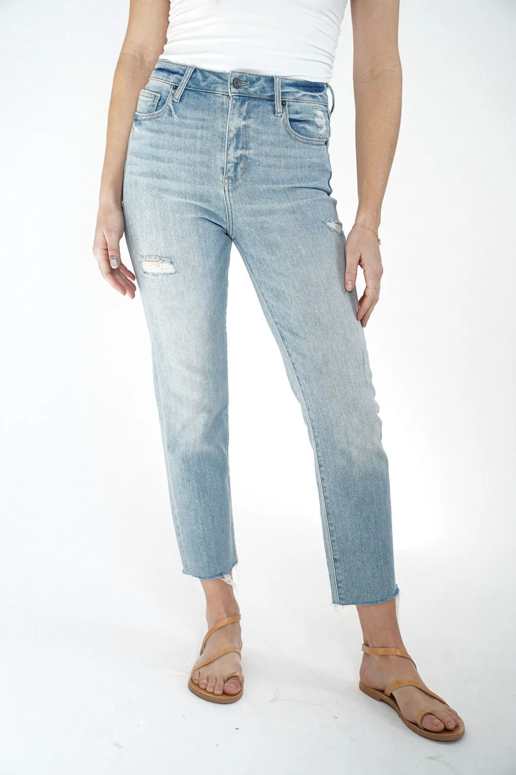 Chrissy Distressed Straight Leg Jeans