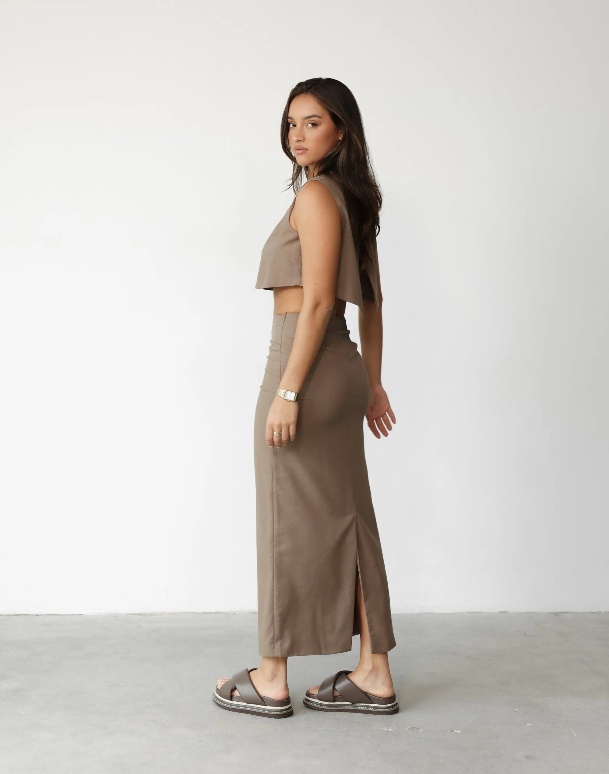 Como Linen Maxi Skirt (Mocha)