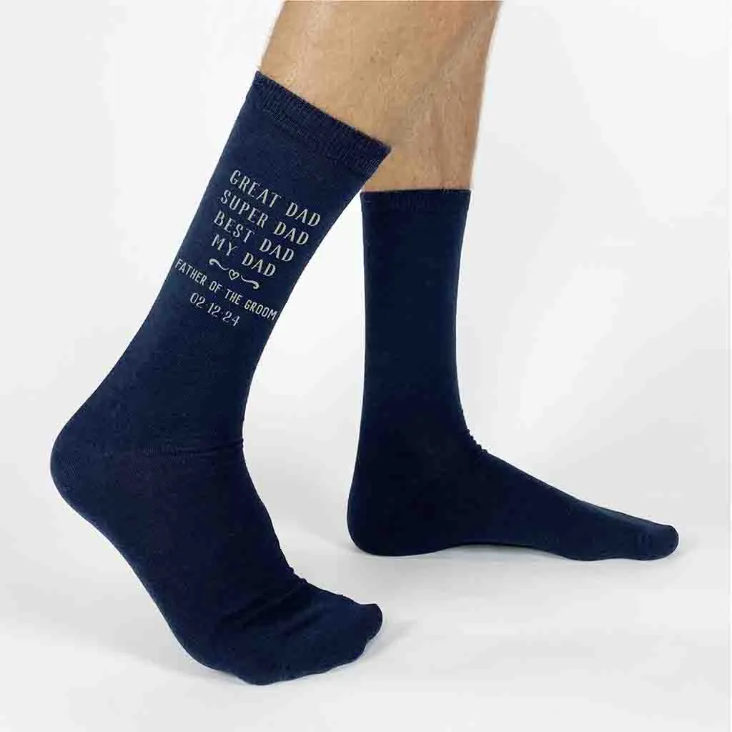 Custom Best Dad Father of the Groom Wedding Socks