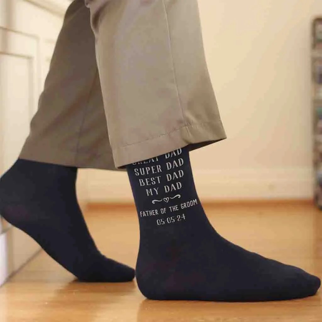 Custom Best Dad Father of the Groom Wedding Socks