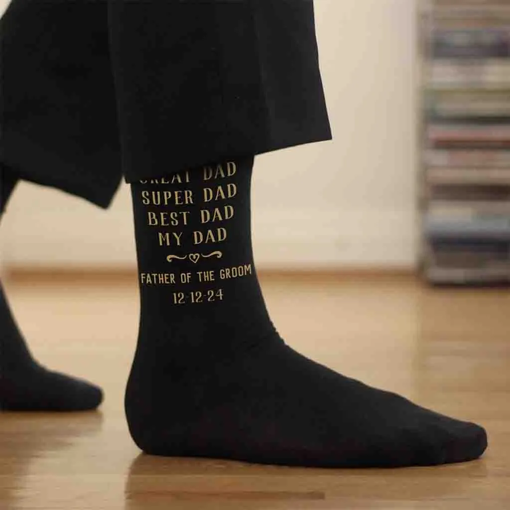 Custom Best Dad Father of the Groom Wedding Socks