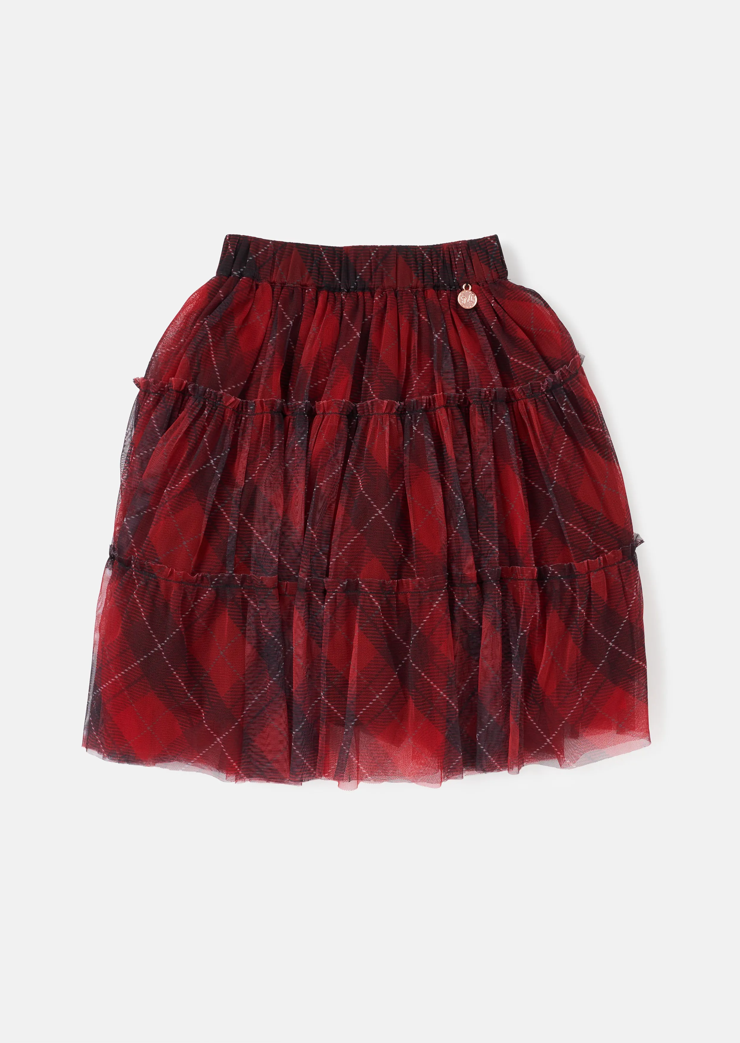 Darby Printed Tartan Mesh Skirt