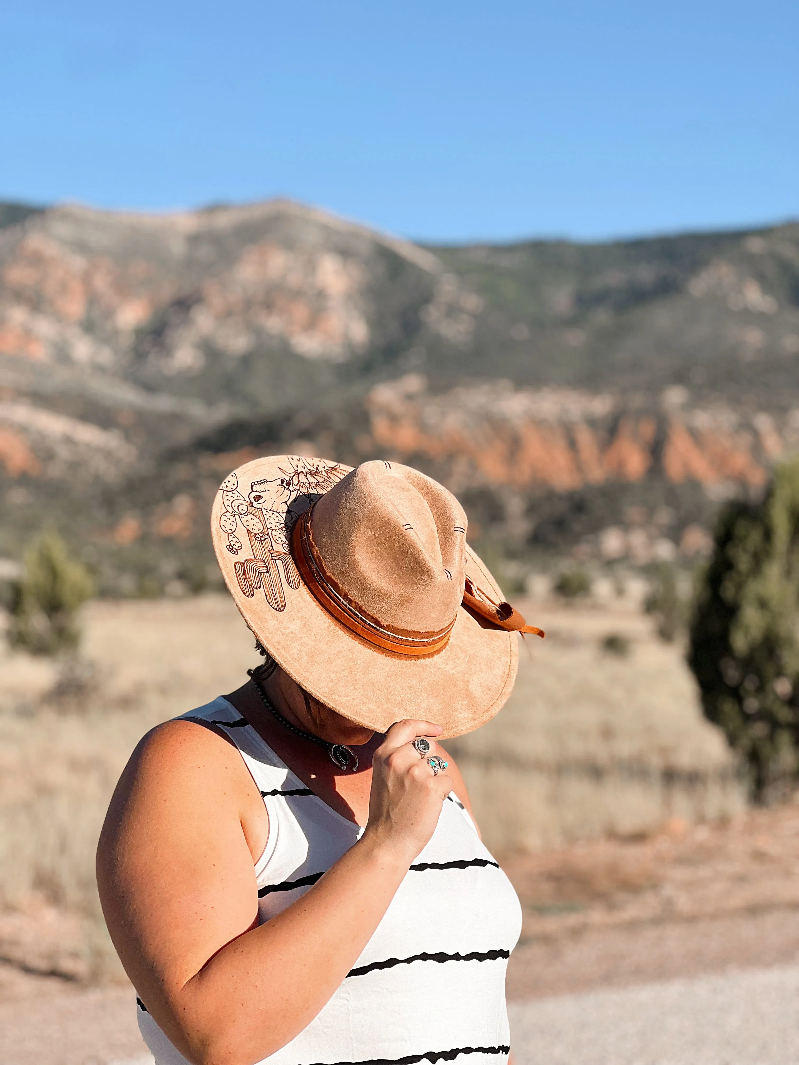 Desert Scene Hand Burned Hat