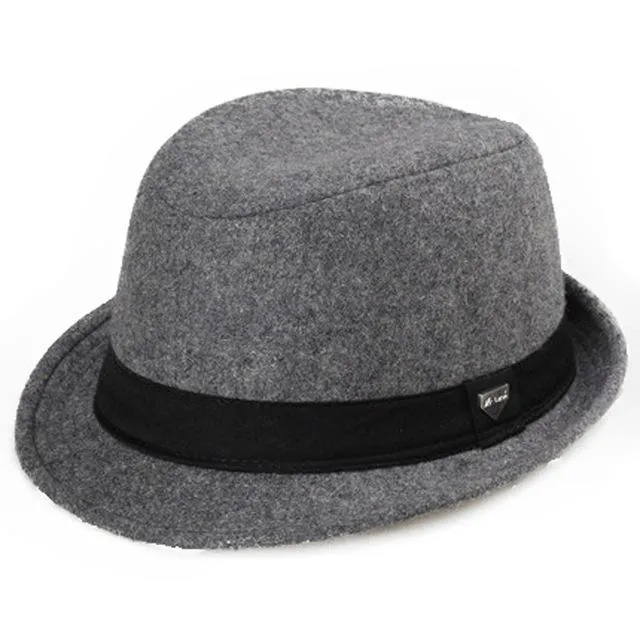 Elegant Wide Brim Wool Felt Fedora Trilby Hat with Black Hatband