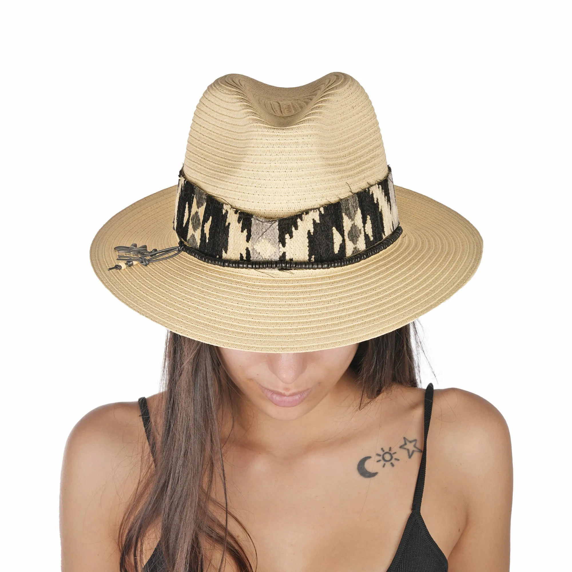 Ethnic Hat Natural Cellulose Beige