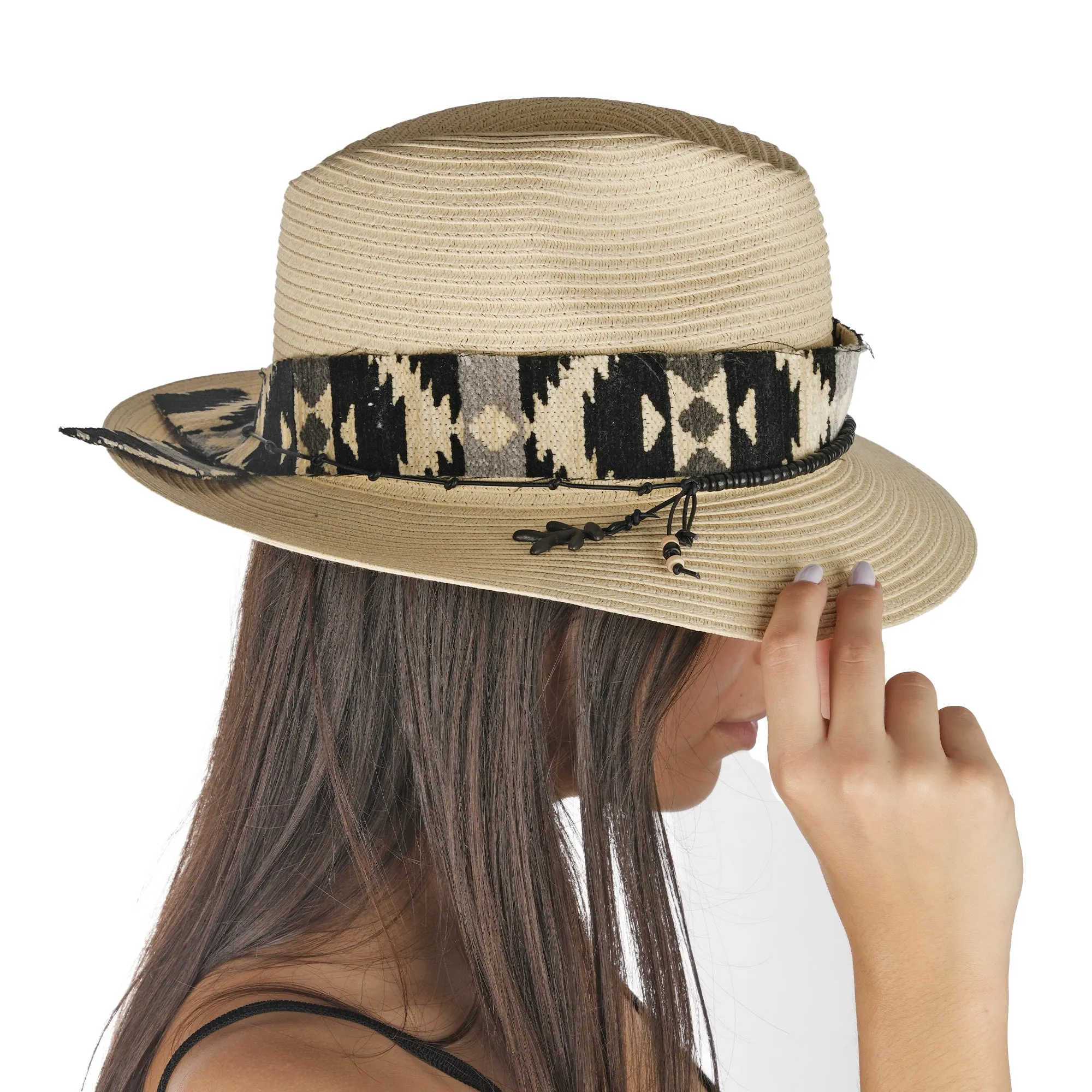 Ethnic Hat Natural Cellulose Beige