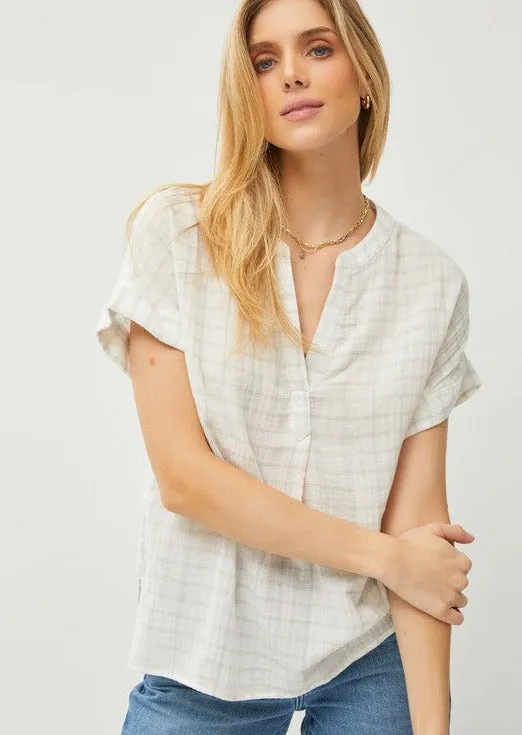 FINAL SALE - Ivory Gauze Plaid Top