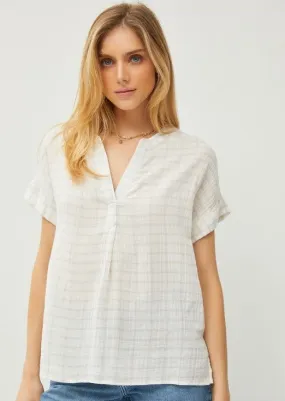 FINAL SALE - Ivory Gauze Plaid Top