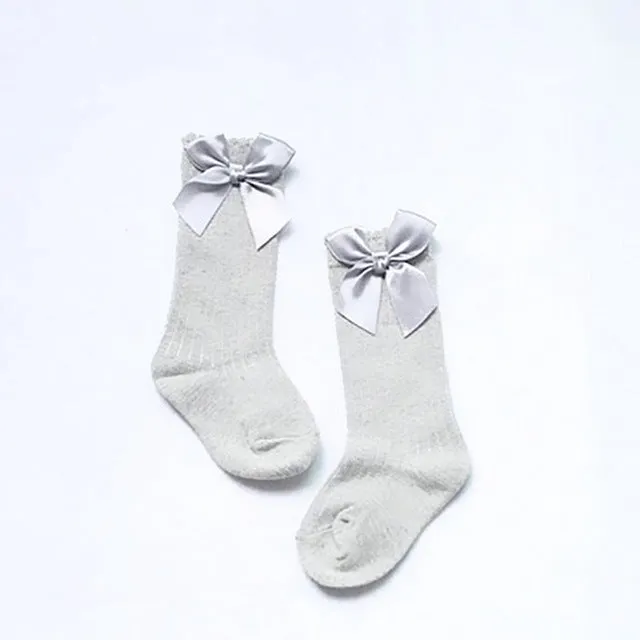 Girls Cotton Bow Knee Socks