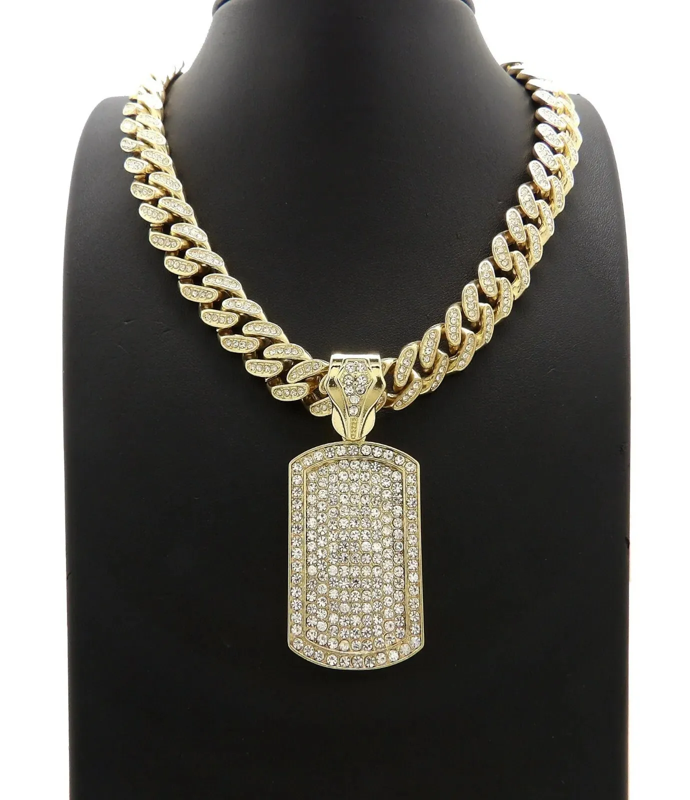 Iced Out Square Dog Tag Pendant Necklace With 4mm Wide Rope Chain Exquisite Accessories Jewelry Hip Hop X2514687