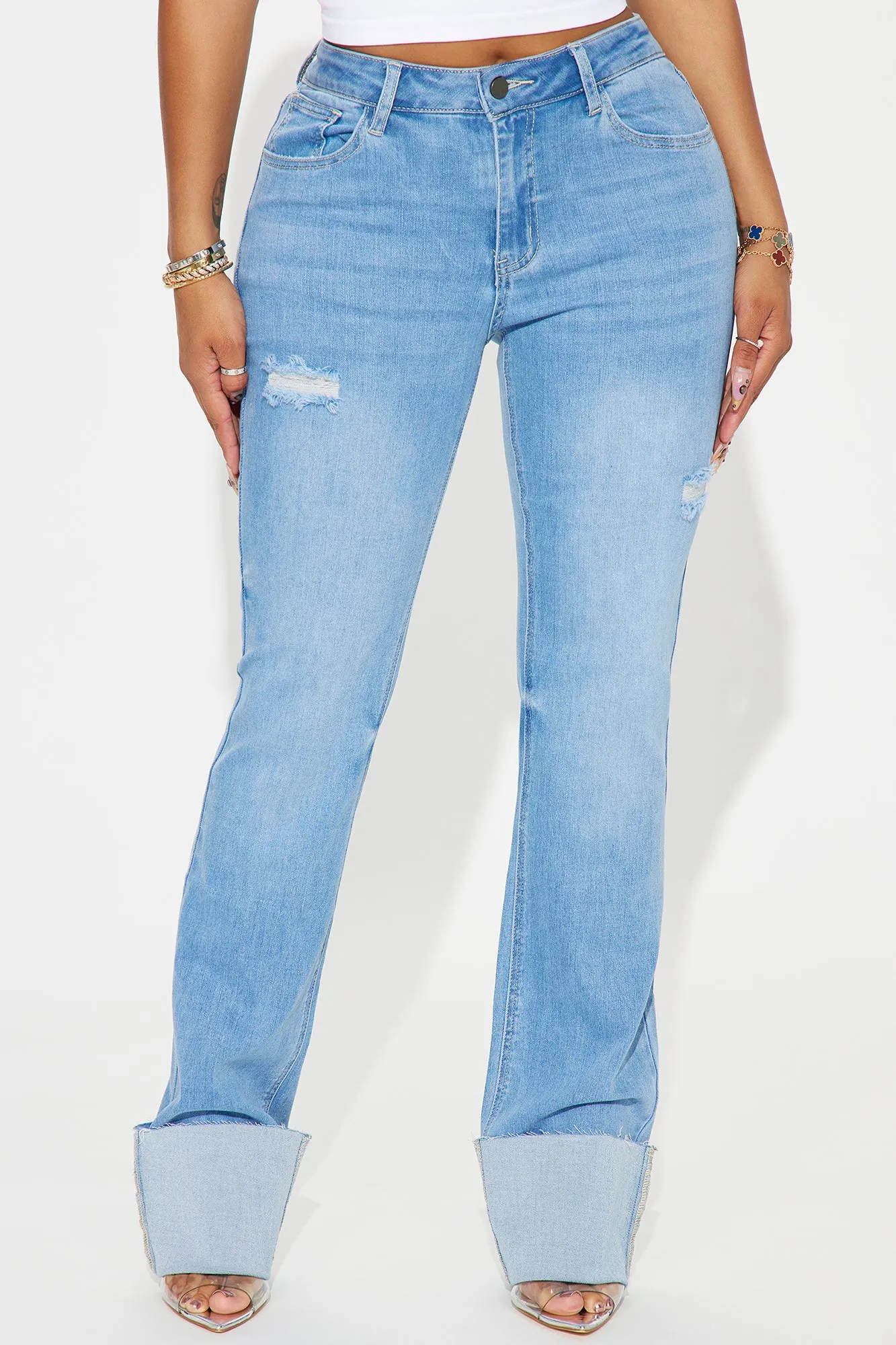 It's Cuffing Season Stretch Bootcut Jeans - Medium Wash