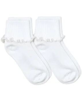 Jefferies Socks - Ripple Edge Turn Cuff- White