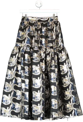 La Double J Metallic Oscar Jacquard Midi Skirt UK S