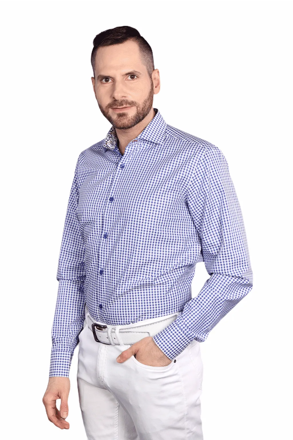 Long Sleeve Gingham Shirt - Manhattan Blue