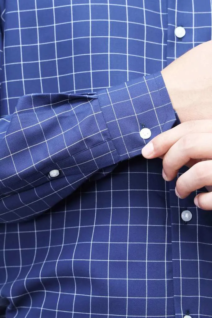 Navy Checkered Formal Shirt