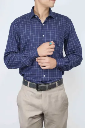 Navy Checkered Formal Shirt