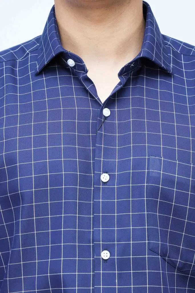 Navy Checkered Formal Shirt