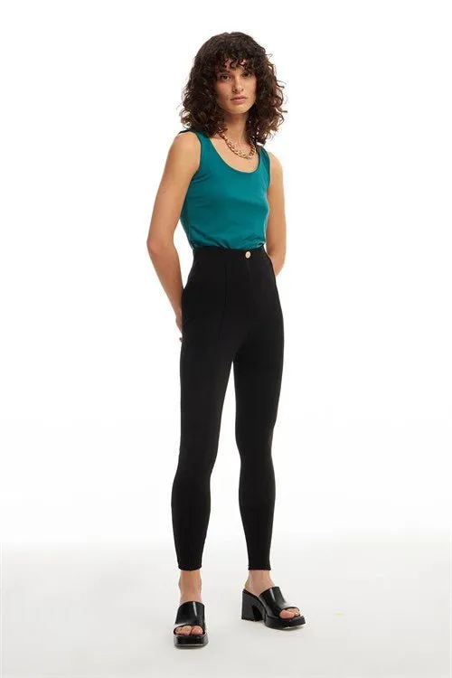 One Button Leggings - Black