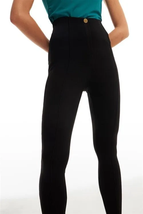 One Button Leggings - Black