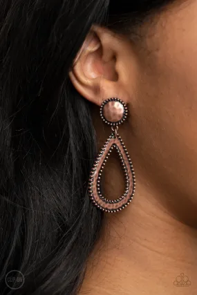 Paparazzi Accessories - Beyond The Borders - Clip- On Copper Earrings