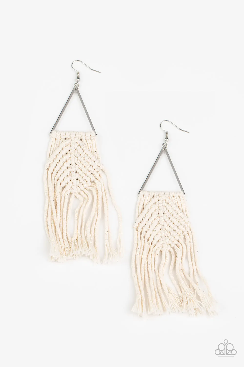 Paparazzi Accessories - Macrame Jungle - White Earrings