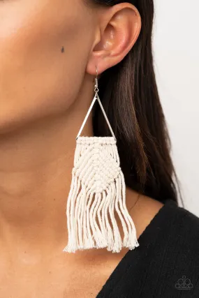 Paparazzi Accessories - Macrame Jungle - White Earrings