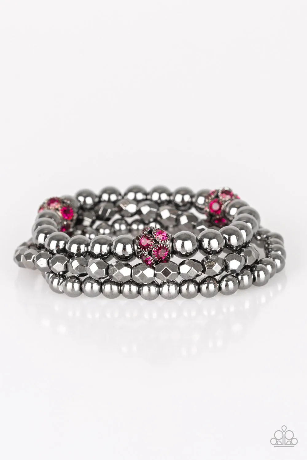 Paparazzi Accessories - Noticeably Noir - Pink Bracelet