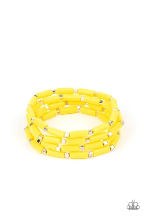 Paparazzi Accessories - Radiantly Retro - Yellow Bracelet