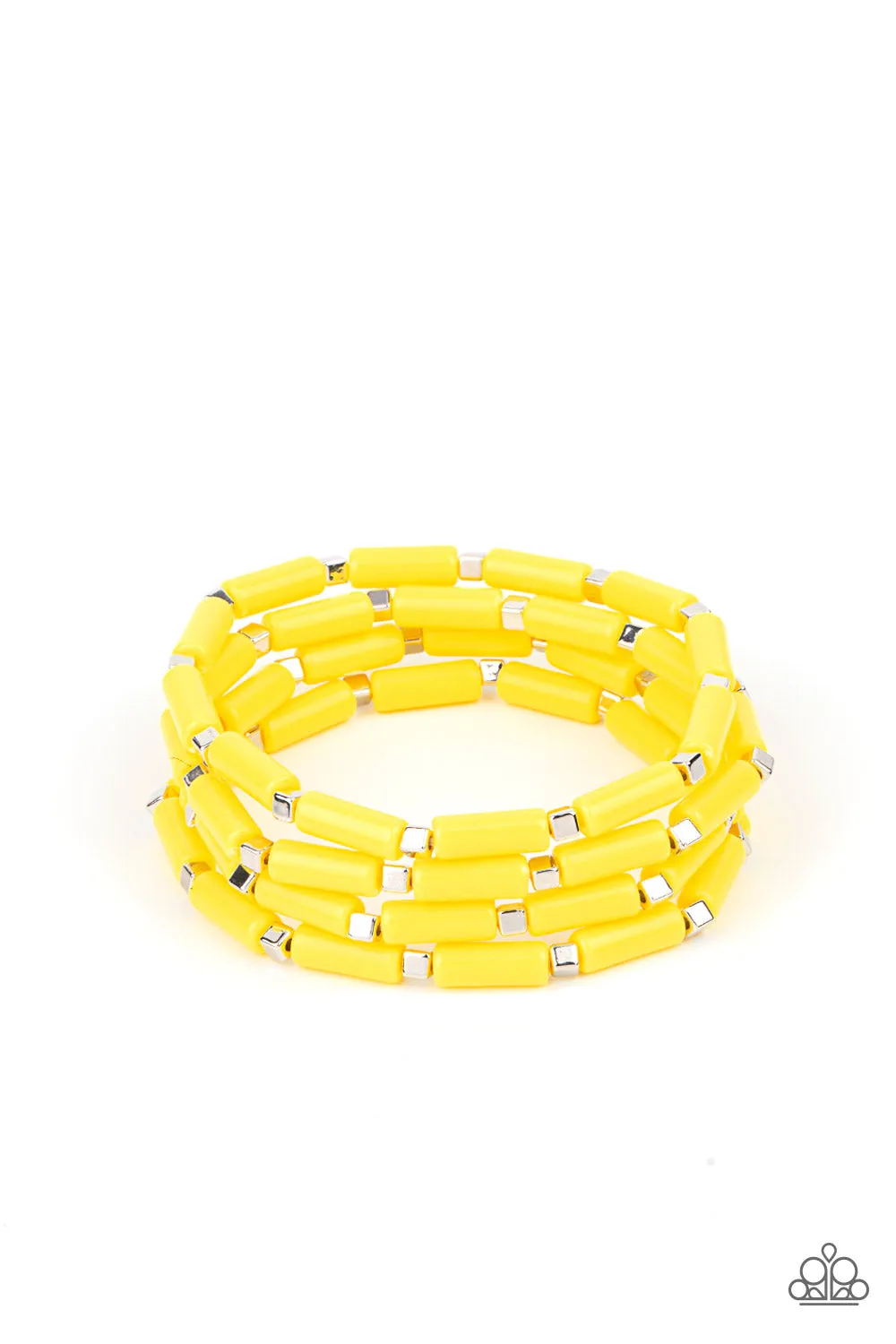 Paparazzi Accessories - Radiantly Retro - Yellow Bracelet