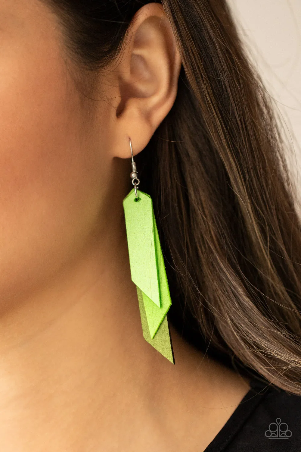 Paparazzi Accessories - Suede Shade - Green Earrings