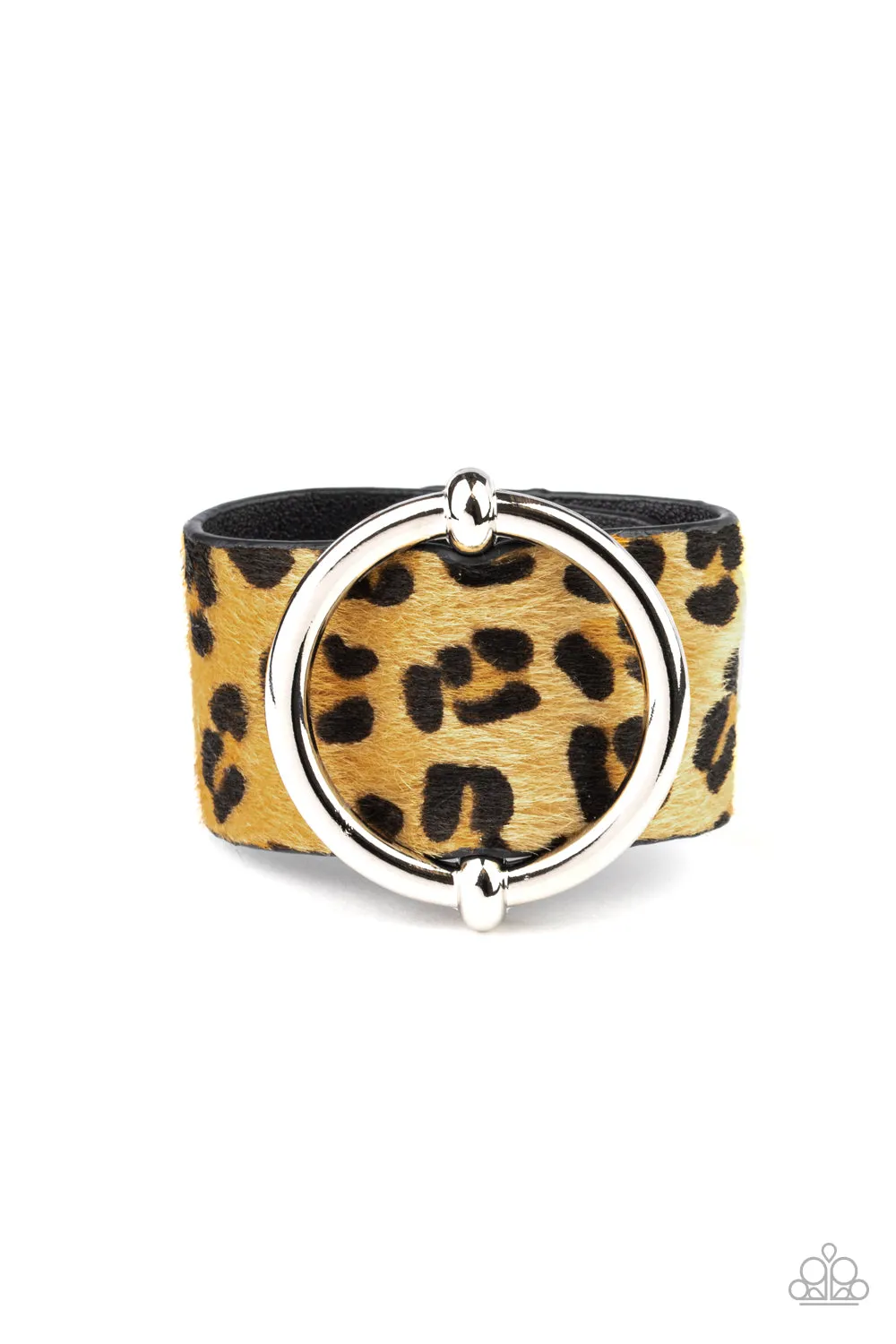 Paparazzi Asking FUR Trouble - Yellow Fuzzy Cheetah Print Leather Band Bracelet