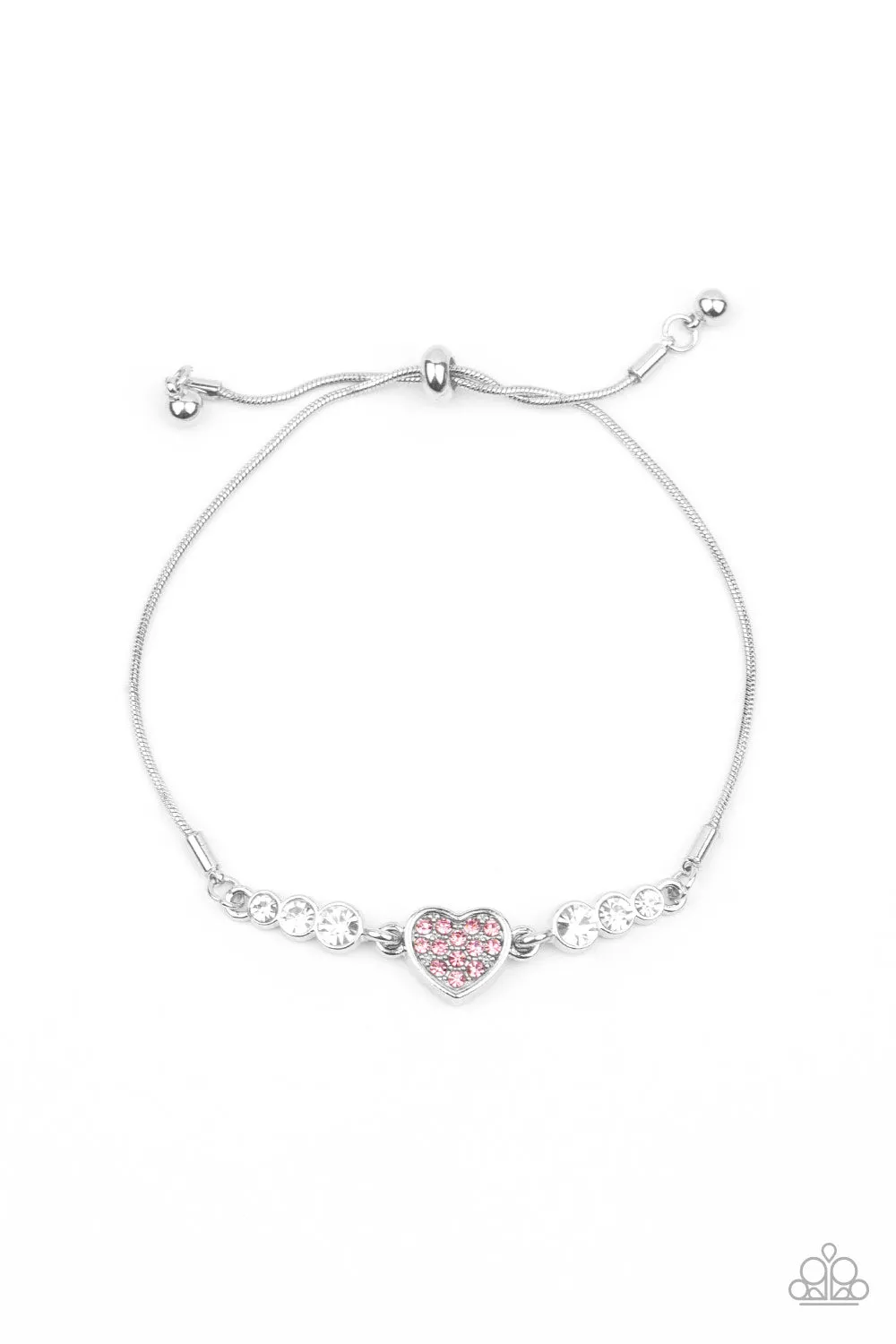 Paparazzi Big-Hearted Beam Pink Heart Bracelet Life of the Party Exclusive