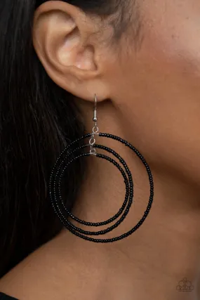 Paparazzi Colorfully Circulating - Black Seed Beads Hoop Style Earrings