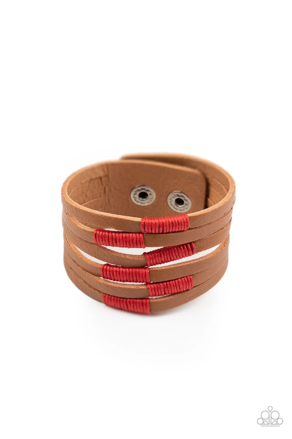 Paparazzi Country Colors - Red Suede Leather Urban Bracelet